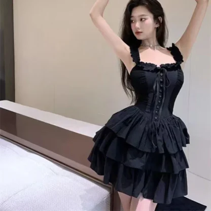 Tiered Ruffle Gothic Dress - Image 3