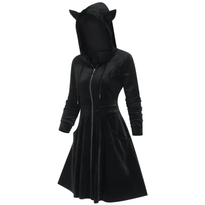 Zip Up Hooded Gothic Dress