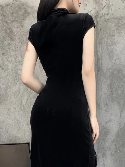 High Neck Slit Gothic Dress - Image 5