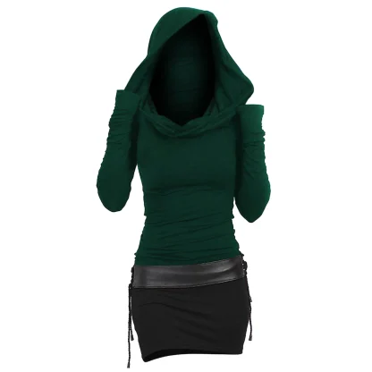 Hooded Long Sleeve Gothic Dresses - Image 3