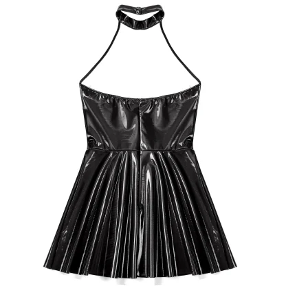Halter Shiny Mini Gothic Dress - Image 6