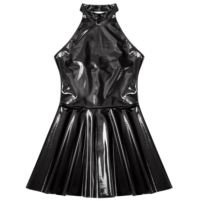 Halter Shiny Mini Gothic Dress - Image 5