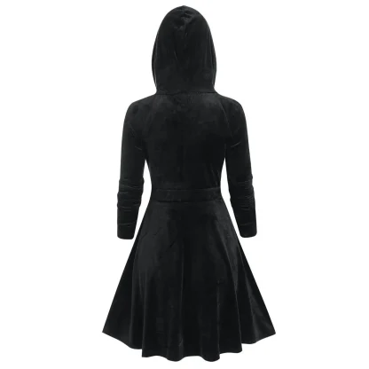Zip Up Hooded Gothic Dress - Image 3