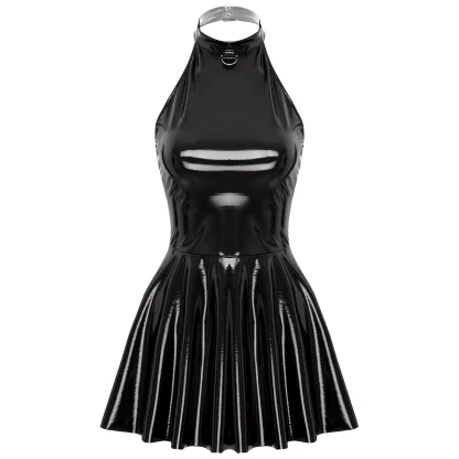 Halter Shiny Mini Gothic Dress - Image 4