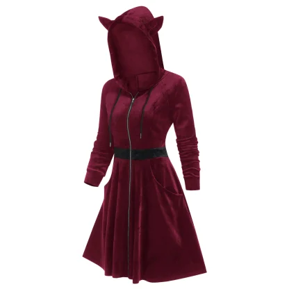 Zip Up Hooded Gothic Dress - Image 5
