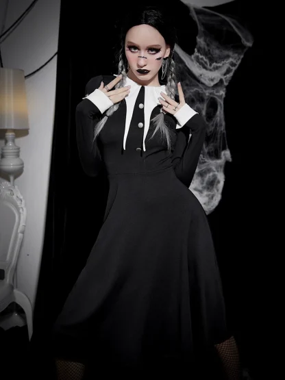 Long Sleeve Uniform Gothic Dress - Image 3