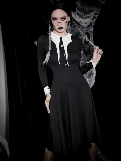 Long Sleeve Uniform Gothic Dress - Image 2