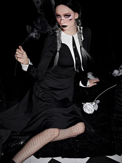Long Sleeve Uniform Gothic Dress - Image 4