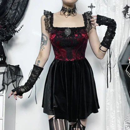 Off-shoulder Lace A-line Gothic Dress - Image 5