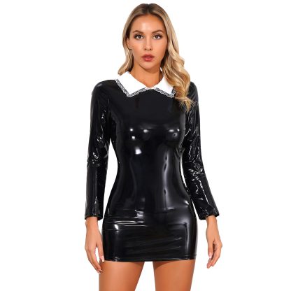 Lace Collar Bodycon Gothic Dress - Image 3