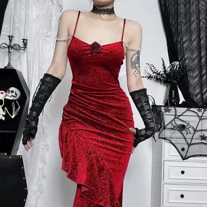 Sexy Ruffled Maxi Gothic Dress - Image 5