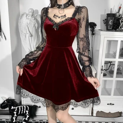 Sheer Lace Sleeve Gothic Dress - Image 5