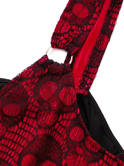 A-line Skull Print Gothic Dress - Image 3