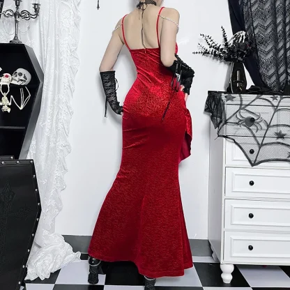 Sexy Ruffled Maxi Gothic Dress - Image 3