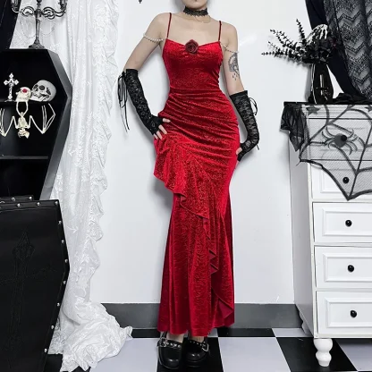 Sexy Ruffled Maxi Gothic Dress - Image 4