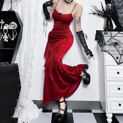 Sexy Ruffled Maxi Gothic Dress - Image 2