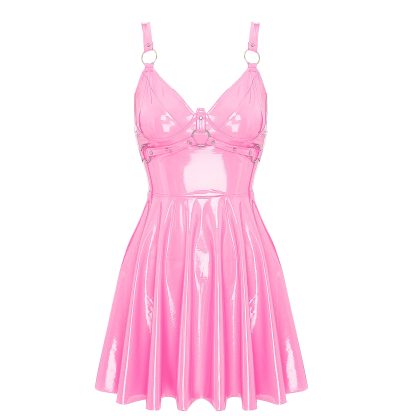 Glossy Sleeveless Gothic Dress - Image 4