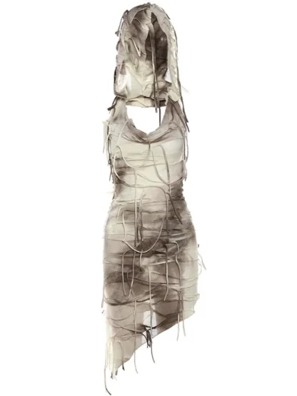 Cowl Neckline Hooded Gothic Dress - Image 6