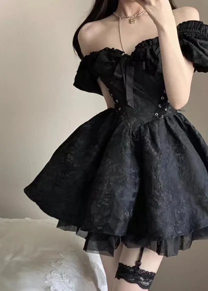 Chic Off-shoulder A-line Gothic Dress - Image 6