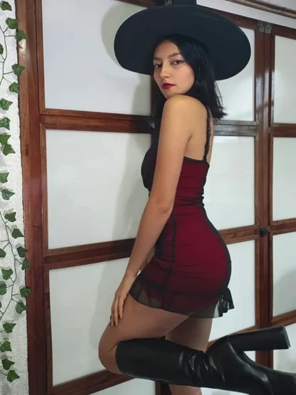 Chic Bodycon Ruched Gothic Dress - Image 4