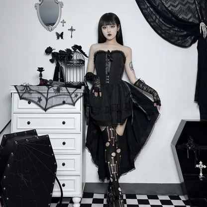 High Low Strapless Gothic Dress - Image 3