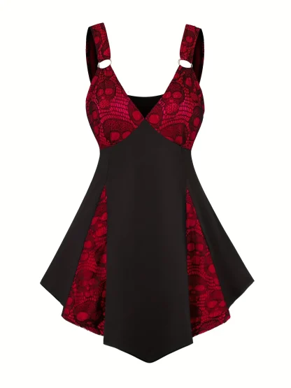 A-line Skull Print Gothic Dress