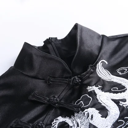 High Neck Slit Black Gothic Dress - Image 4