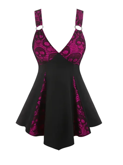 A-line Skull Print Gothic Dress - Image 6