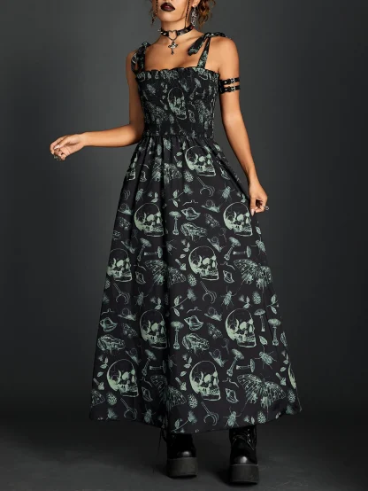Tie-up Sleeveless Gothic Dress