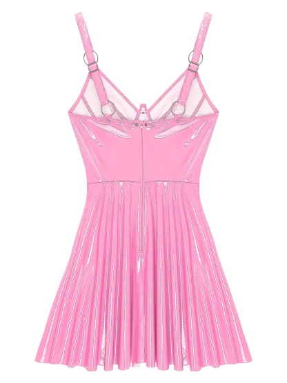 Glossy Sleeveless Gothic Dress - Image 5