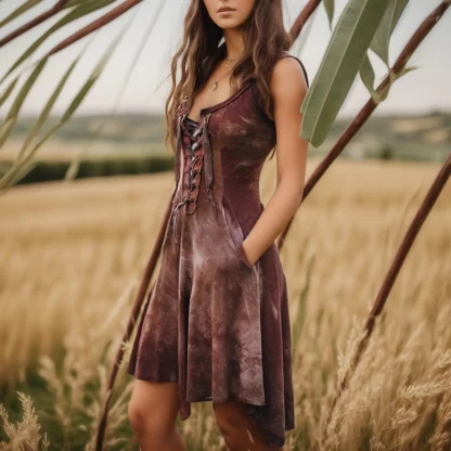 High Low Pocket Gothic Dress