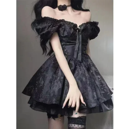 Chic Off-shoulder A-line Gothic Dress