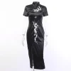 High Neck Slit Black Gothic Dress - Image 6