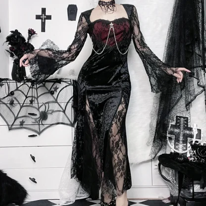Long Sheer Sleeve Gothic Dress