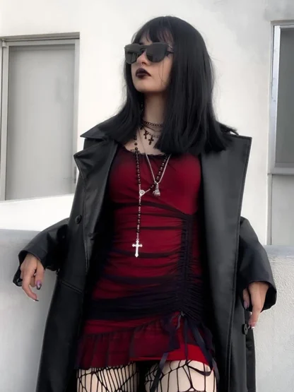 Chic Bodycon Ruched Gothic Dress - Image 6