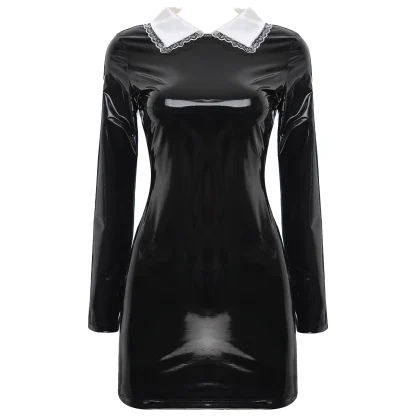 Lace Collar Bodycon Gothic Dress - Image 5