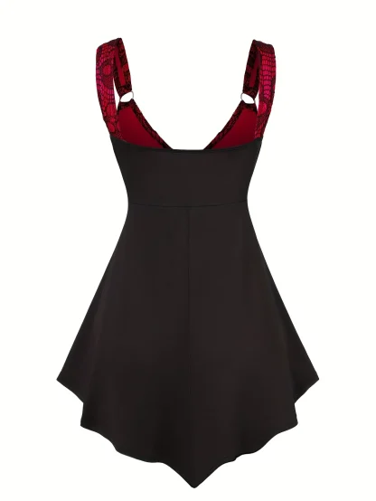 Sleeveless V-neck Mini Gothic Dress - Image 2