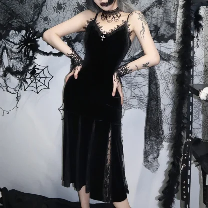 V-neck Spaghetti Strap Gothic Dress