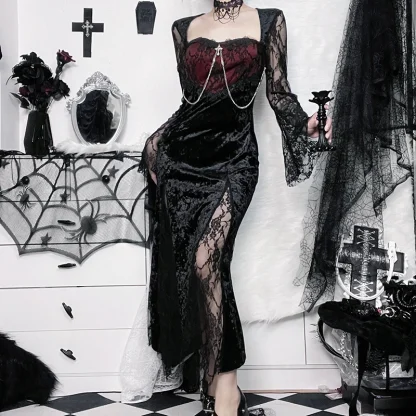 Long Sheer Sleeve Gothic Dress - Image 3