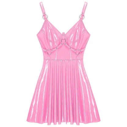Glossy Sleeveless Gothic Dress - Image 3