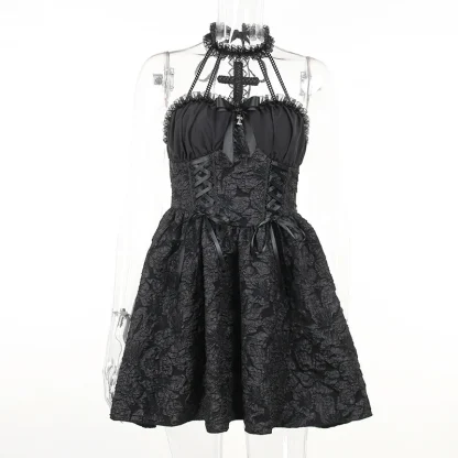 Chic Halter Lace Gothic Dress - Image 7