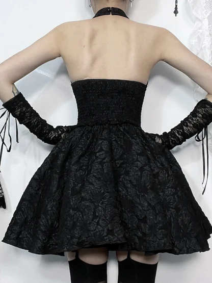 Halter Lace A-line Gothic Dress - Image 4
