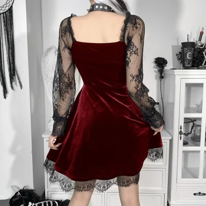 Sheer Lace Sleeve Gothic Dress - Image 6