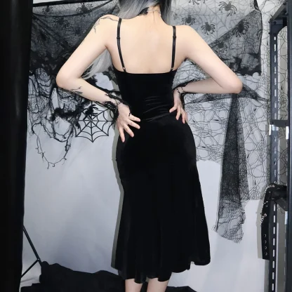 V-neck Spaghetti Strap Gothic Dress - Image 2