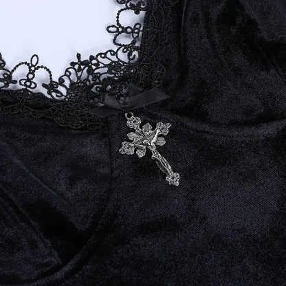 Lace Trim Bodycon Gothic Dress - Image 5