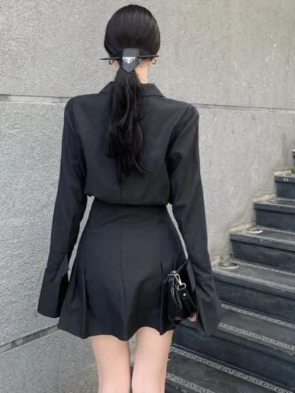 Elegant Pleated Gothic Dress - Image 2