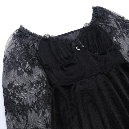 Sheer Lace Long Sleeve Gothic Dress - Image 4