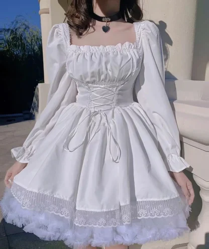 Flowy A-line Long Sleeve Gothic Dress - Image 7