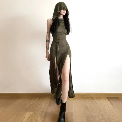 Double High Slit Maxi Gothic Dresses - Image 4