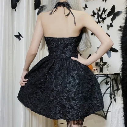 Halter A-line Mini Gothic Dress - Image 2